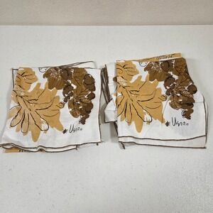 Vintage Vera Neumann Cloth Napkins Set of 6 Grapes Leaves Mustard Brown MCM